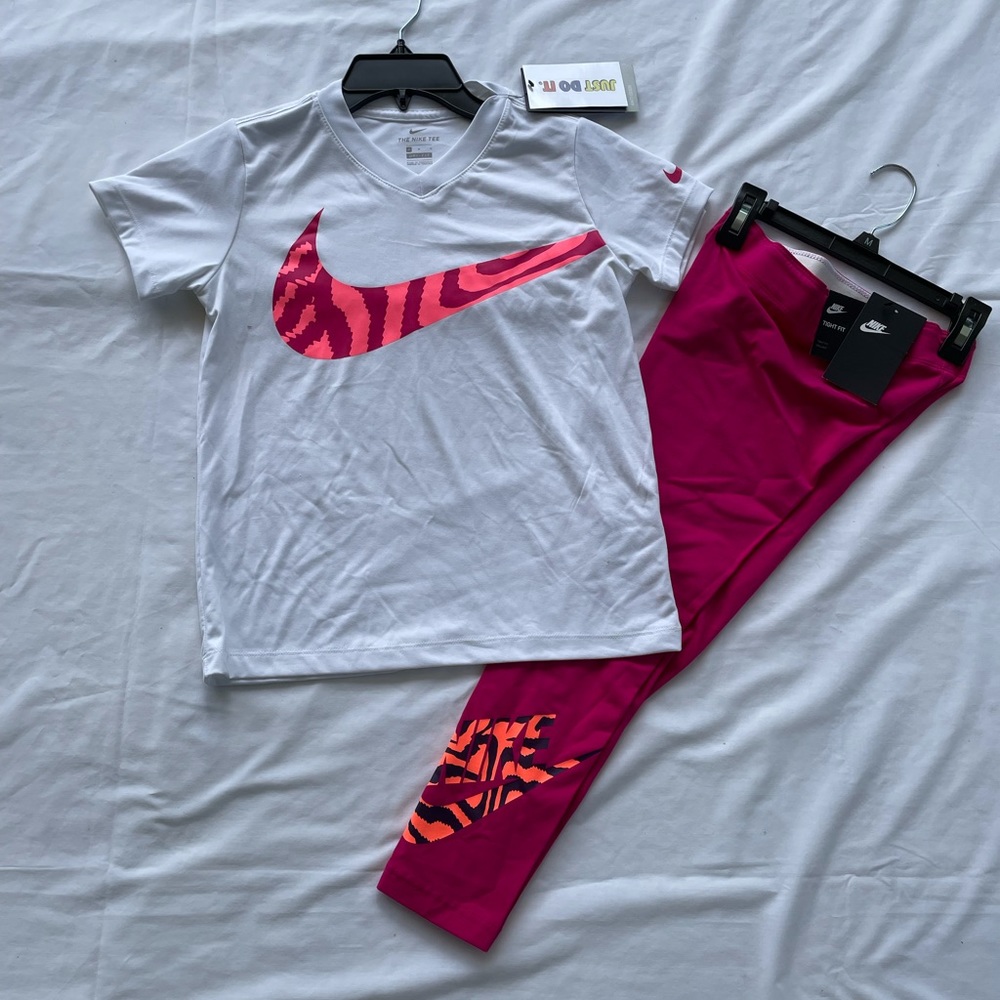 BNWT Big Girls Nike Dri-Fit Training T-Shirt and Tight Fit Leggings - Picture 3 of 6